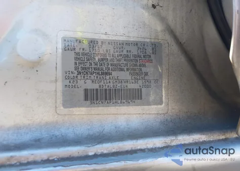 2017 Nissan Versa 1.6 Sv z USA, uszkodzony, nr VIN 3N1CN7AP1HL869694